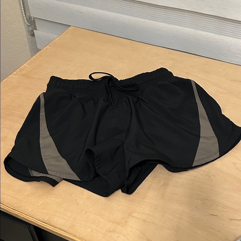 Abercrombie & Fitch Black Athletic Running Shorts with Gray Panels